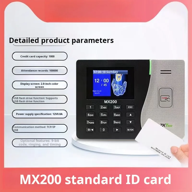 ZKTime 5.0 MX200-ID 125khz Card Attendance System SSR Proximity Card Time Clock Employee Control Machine Electronic Device