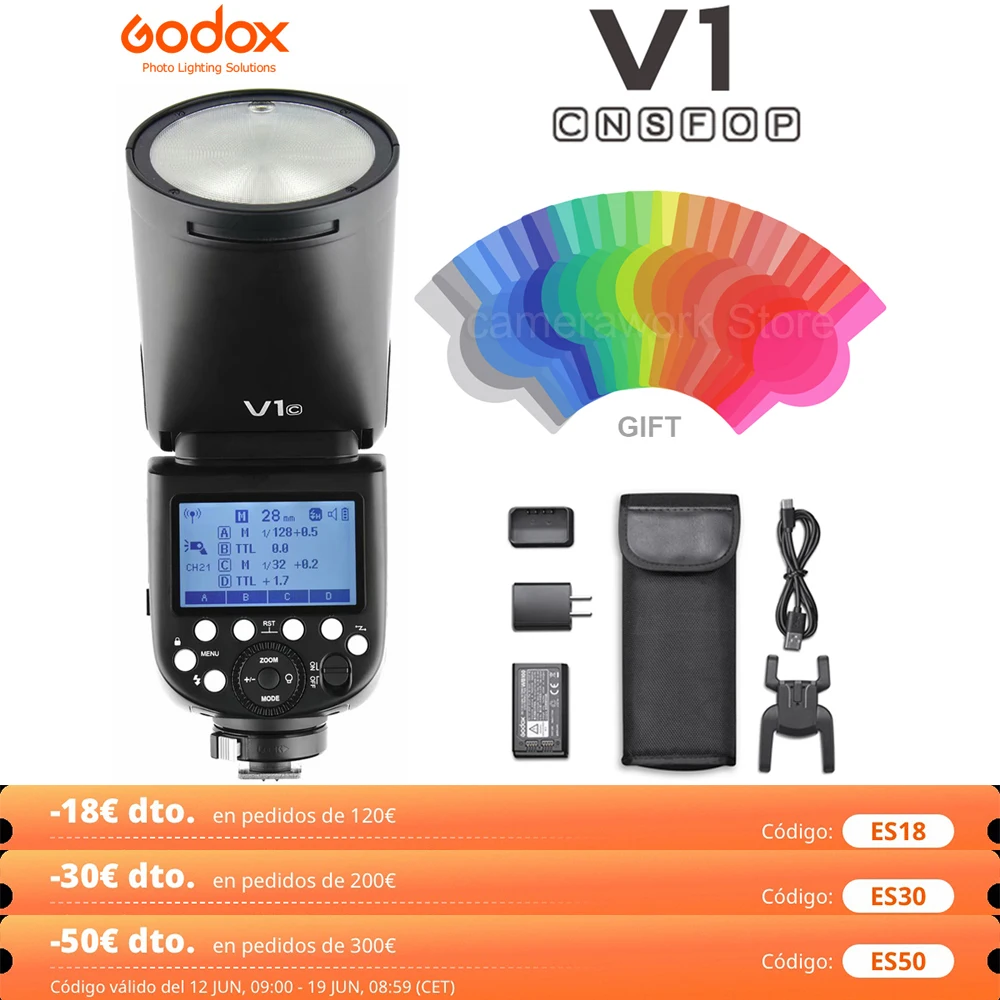 Godox V1 Flash Speedlight para SONY, Canon, Nikon, Fujifilm, Olympus