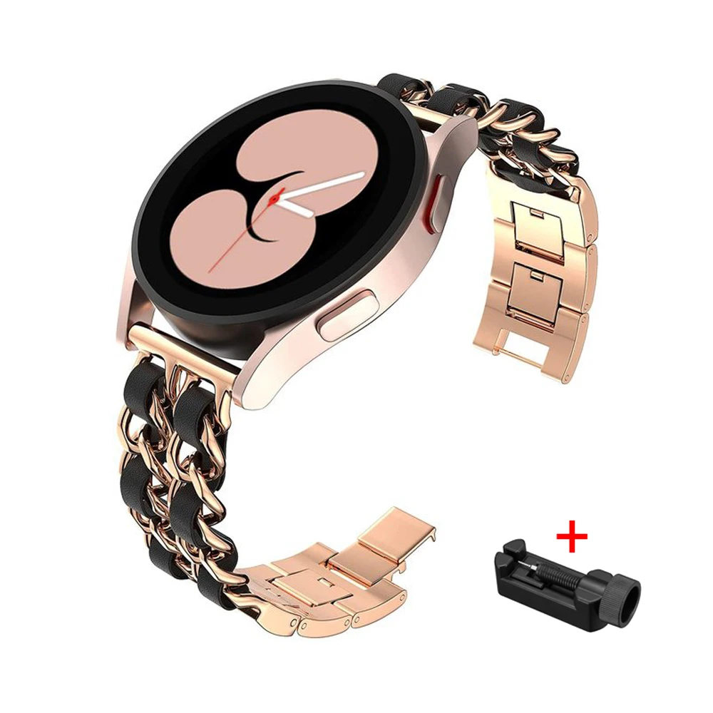 

20mm 22mm Band For Samsung Galaxy Watch 5 4 40mm 44mm 42/46mm active 2 Gear S3 Stainless steel chain bracelet Huawei GT2/3 strap