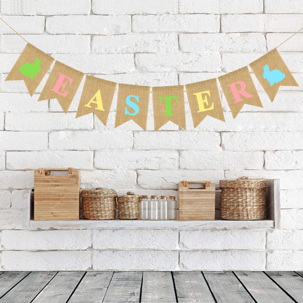 Decorazioni Banner Happy Easter Streamer Hanging Ornament Photo Props