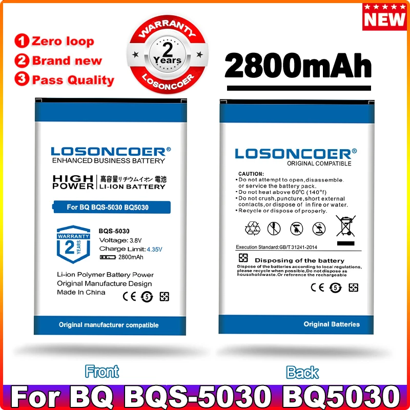 

LOSONCOER 2800mAh BQS-5030 Mobile Phone Battery For BQ BQS-5030/Fresh BQ5030 BQ 5030 BQS5030