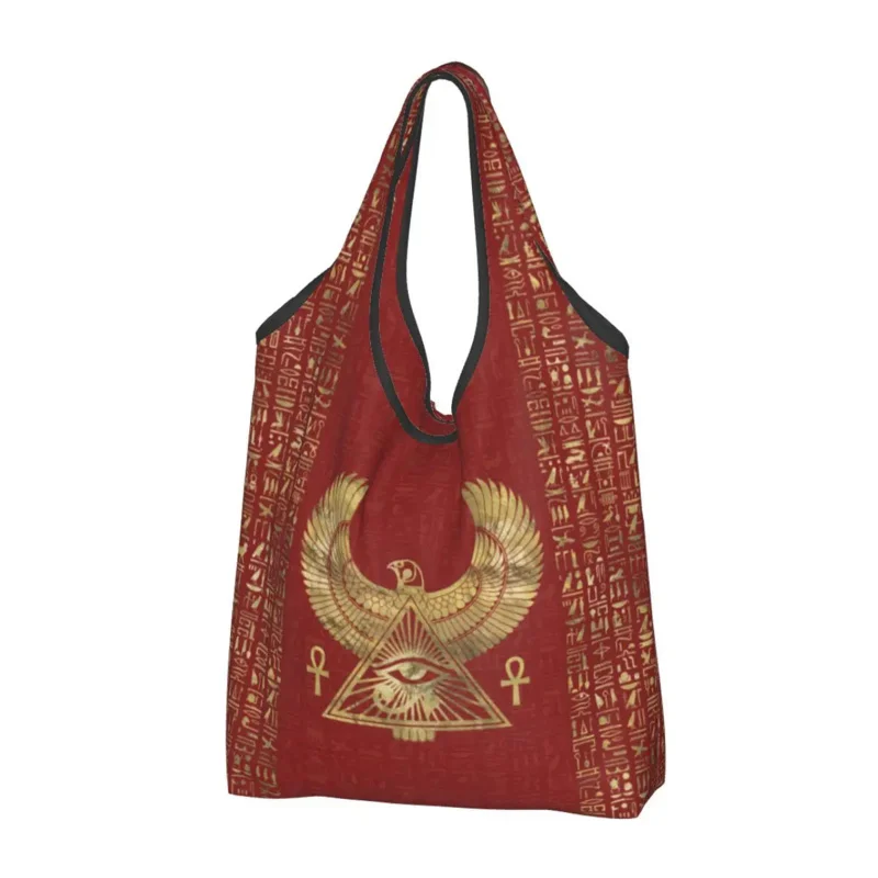 

Reusable Eye Of Horus Grocery Bag Foldable Machine Washable Egyptian Ancient Egypt Shopping Bag Large Eco Storage Bag