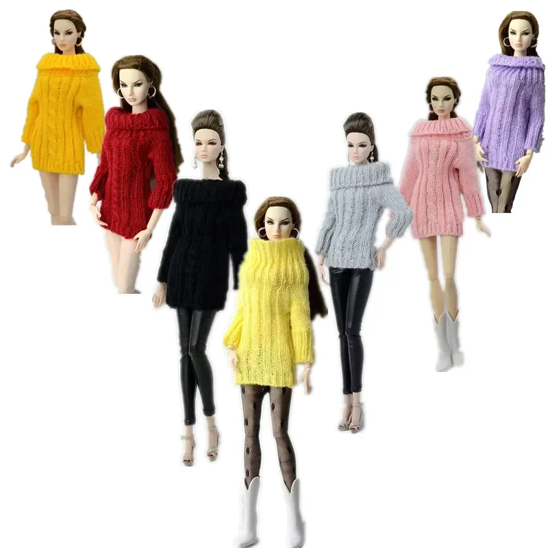 

1/6 BJD Doll Clothes Pure Manual Knitted Handmade Sweater Winter Dress for Barbie Clothes Outfits Top Coat for Barbie Accessory