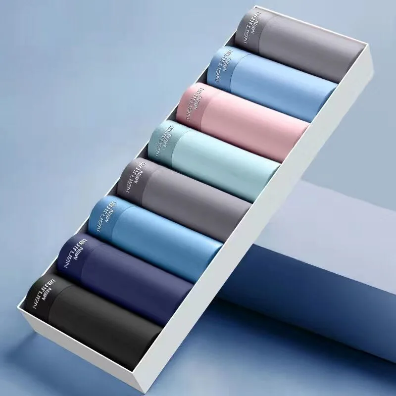 8pcs Men\'s Underwears Men Panties Ice Silk Breathable Sexy Male Boxer Soft Underpants Comfortable Plus Size Mens Underwear Boxer