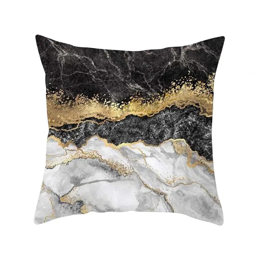 

Popular Cushion Slipcover Breathable Invisible Zipper 6 Styles 18 Inch Black Golden Foiled Throw Pillow Case