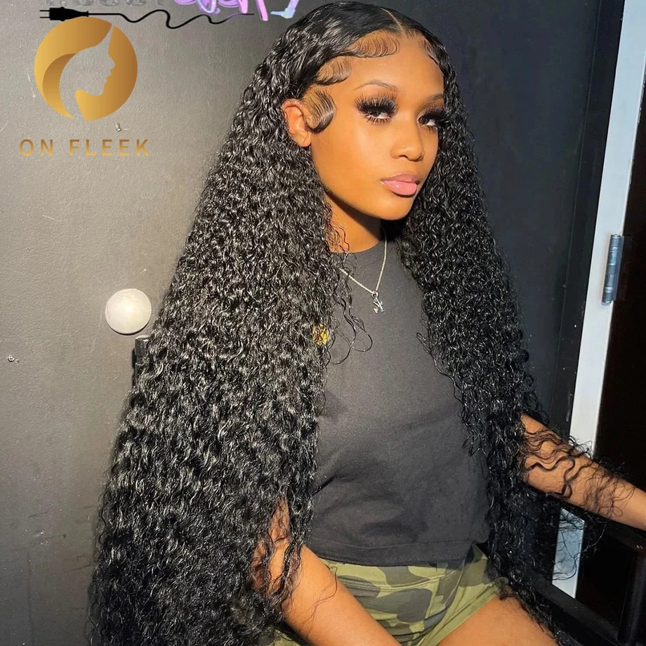 Perruque Lace Front Wig 360 Naturelle Bouclée, Cheveux Humains, Deep Wave, 4x4, 5x5, 13x4, 13x6 HD, Transparent