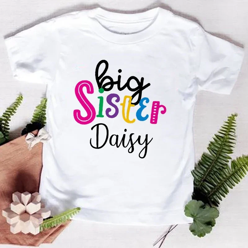 Personalized Big Sister Little Brother Matching Clothes Custom Name Kids T-shirt Bodysuit Birthday Party Family Look Outfit Tops 3