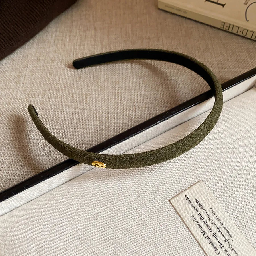 9 Farben Dünne Samt-Haarbänder mit schmalen ovalen Buchstaben für Damen, Retro Minimalistisches Stoff-Stirnband, Täglicher Kopfschmuck, Neu M – Detail 19