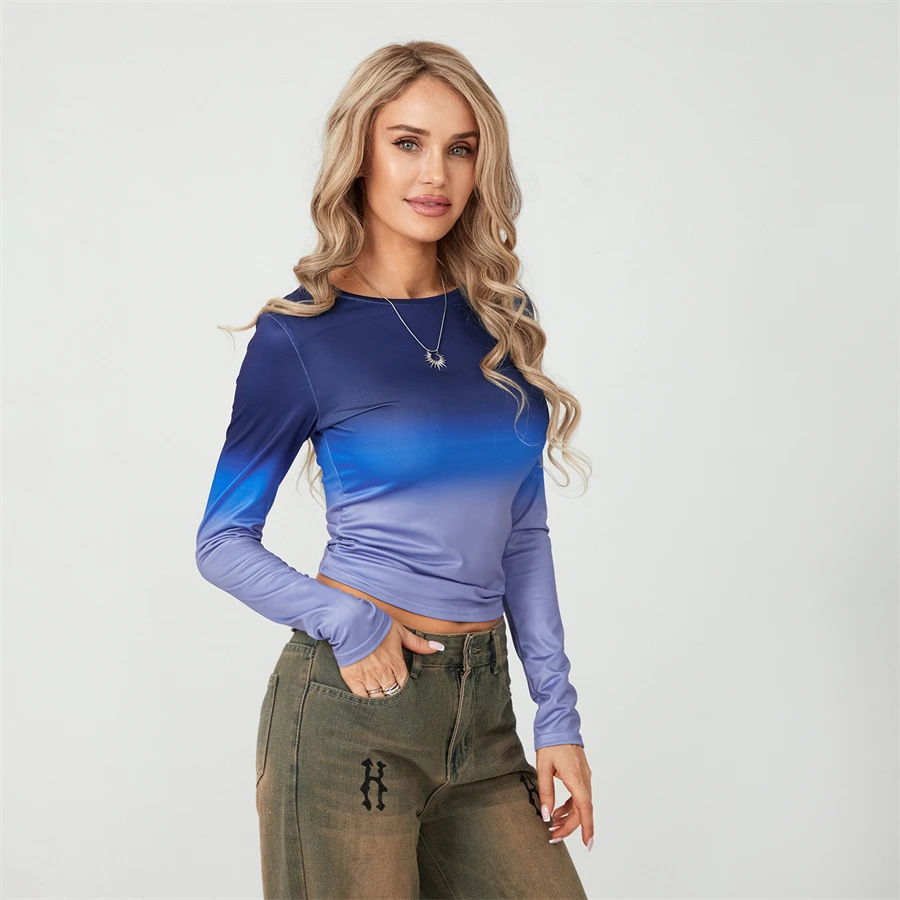 Camisetas básicas de Color liso para mujer, camisetas informales de manga larga, jerséis ajustados para otoño y primaver