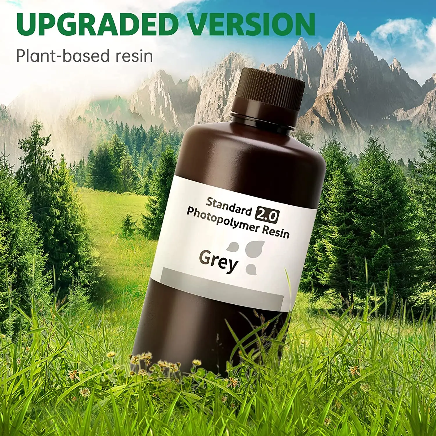 Смола для 3D-принтера ELEGOO Standard 2.0, 1000 г, серая, растительная ...