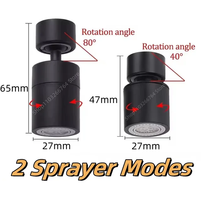 360° Dual Function Anti-splash Bubbler Kitchen Tap Aerator Bathroom Rotatable Extension Faucet Filter Dual Modes Bubbler Nozzle 3