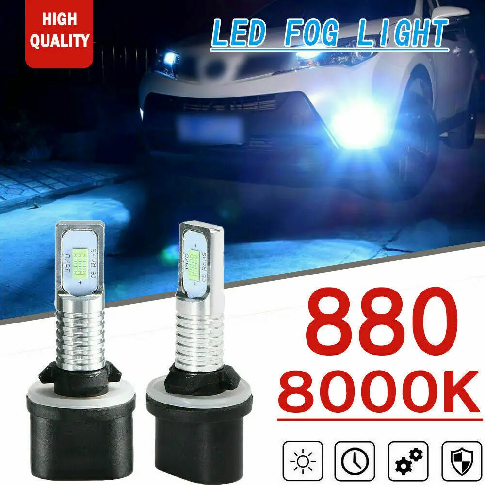 

2x New 35W 880 Replacement Ice Blue Led Bulb Car Driving Fog Lights