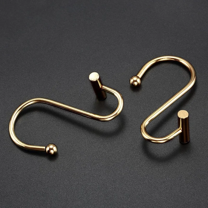 Shower Curtain Hooks Rings,Brass Decorative Shower Curtain Rings For Bathroom Rod,Shower Hooks Hangers T Shaped