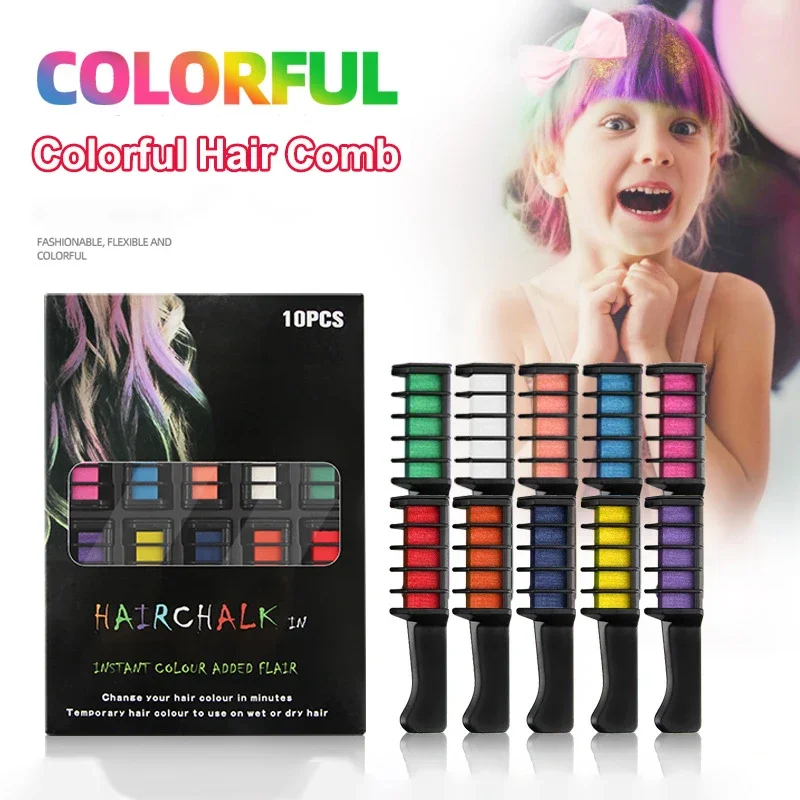 10PCS Non-toxic Children's Color Dyeing Hair Combs Children's Pretend Play Makeup Toys Disposable Hair Dyeing Comb Gifts