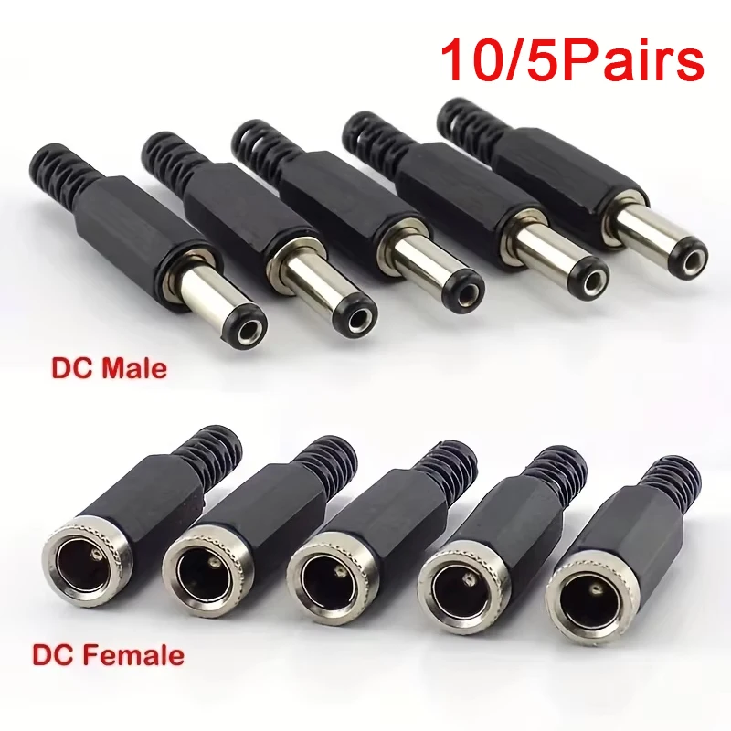 DC power plug 5Pair/10 pairs 5.5x2.1mm socket welding connector 5.5 * 2.1 male/female electrical socket