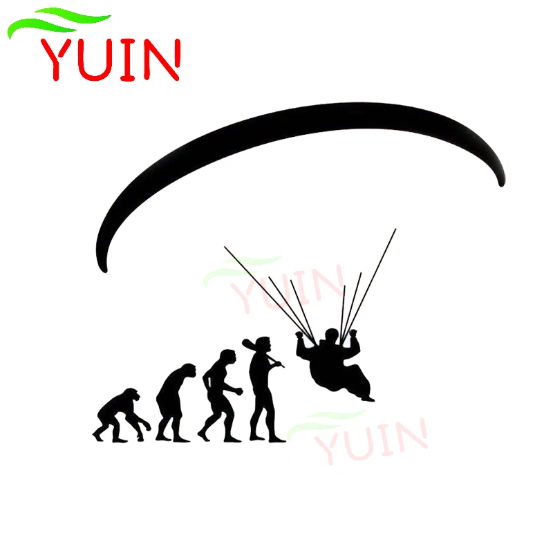 

YUIN Fashion Human Evolution Paraglider Car Sticker Cartoon Motorcycle Decal PVC Body Window Bumper Decoration Waterproof Decals