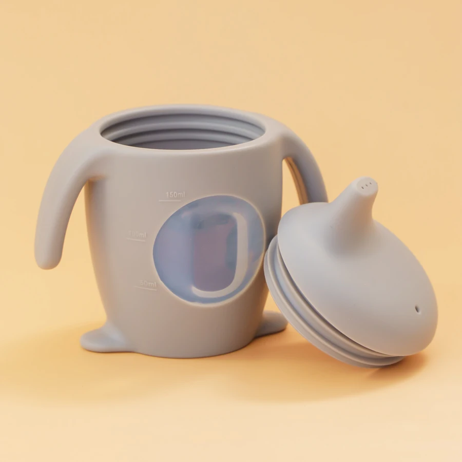 1PCS Toddler Trainer Cup Kids Dining Cup Baby Silicone Transparent Water Bottle With Handle  Milk Cups For Toddlers Baby Stuff 2