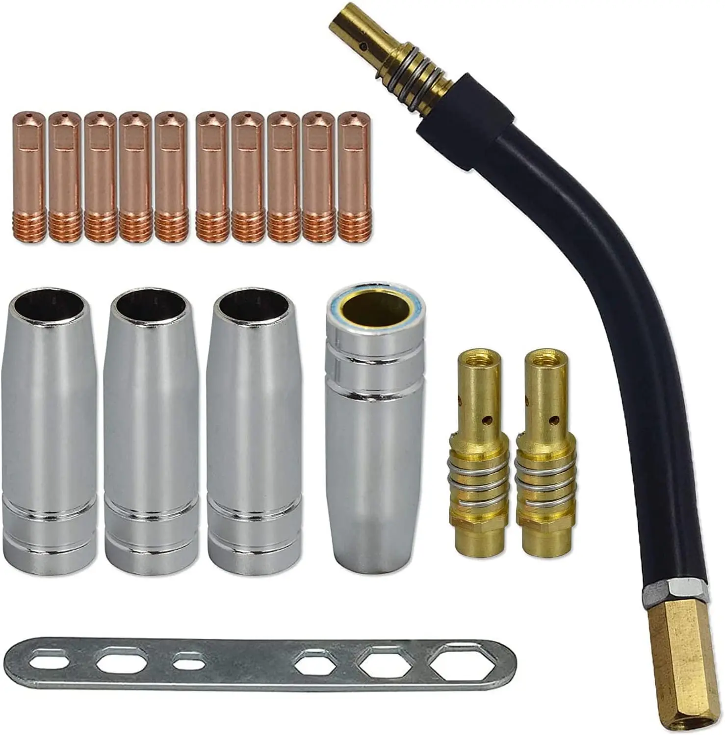 MB15 15AK Contact Tip .035" 0.9mm M6 & Tips Holder Difuser & Shield cup Neck For MB15 15AK MIG Welding 18pcs