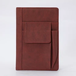 Refillable Leather Journal with Hardcover and Thick Paper - A5 Size, 200 Pages (Red - brown)
