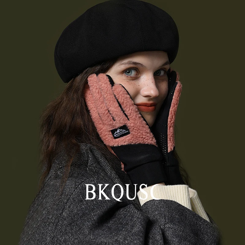 

Winter Ski Gloves for Women Stylish Flip-finger Non-slip Winter Warm Outdoor Sport Cashmere Women Gloves Thick Cycling Mittens