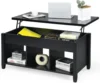 Wood Lift Top Modern Coffee Table w/Hidden Compartment and Open Storage Shelf for Living Room Office Reception Room (Black) 1