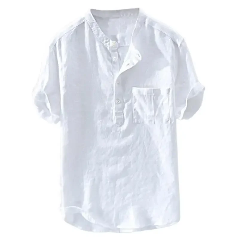 

Рубашка мужская Тонкая с коротким рукавом, Свободная Повседневная блуза с рукавом до локтя, Универсальная футболка, однотонная маленький свежий большой Топ, лето 2023