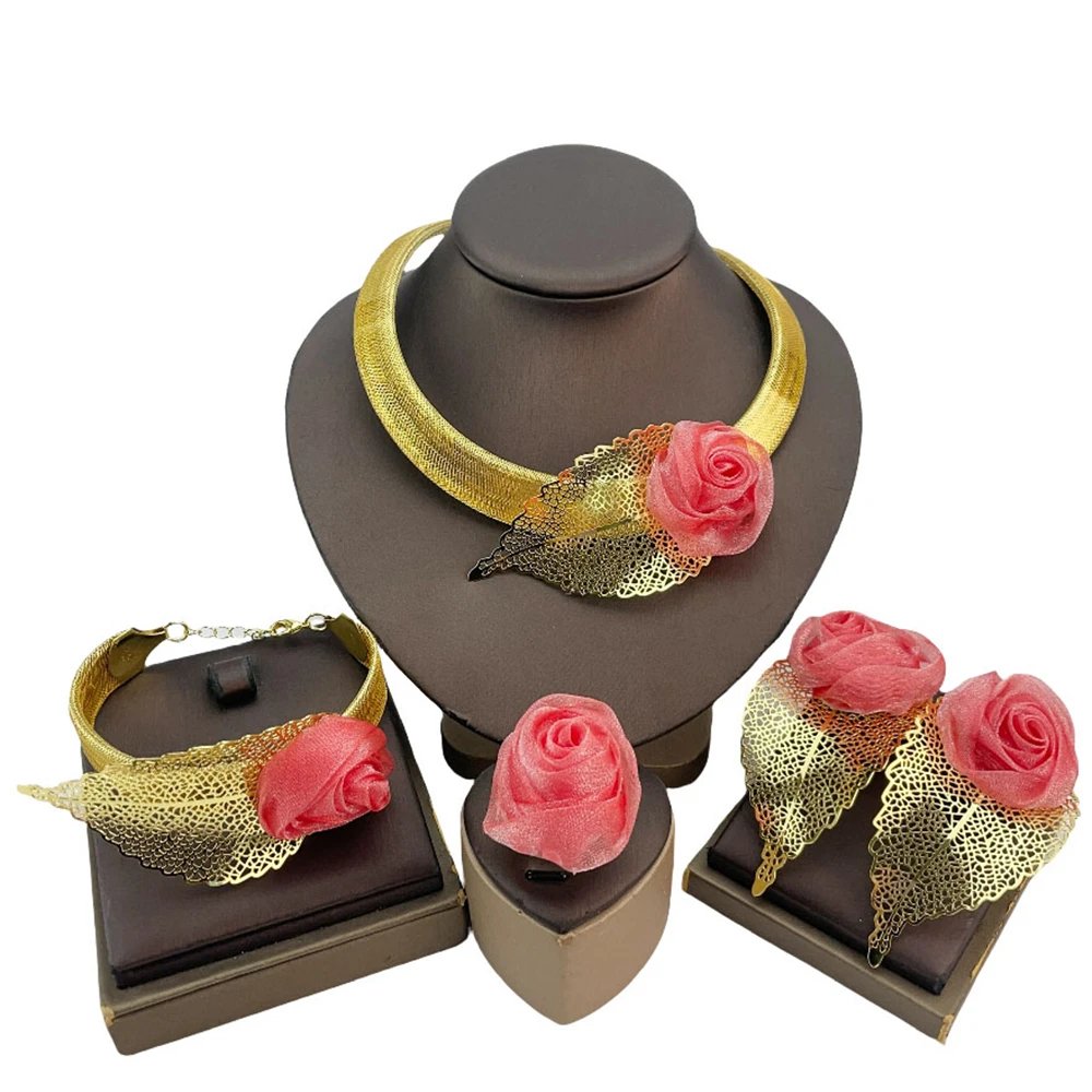 Brazilian Jewelry Sets Beautiful Flower Jewelry Bridal Jewelry for Women Wedding Christmas Gift FHK21025 - 4