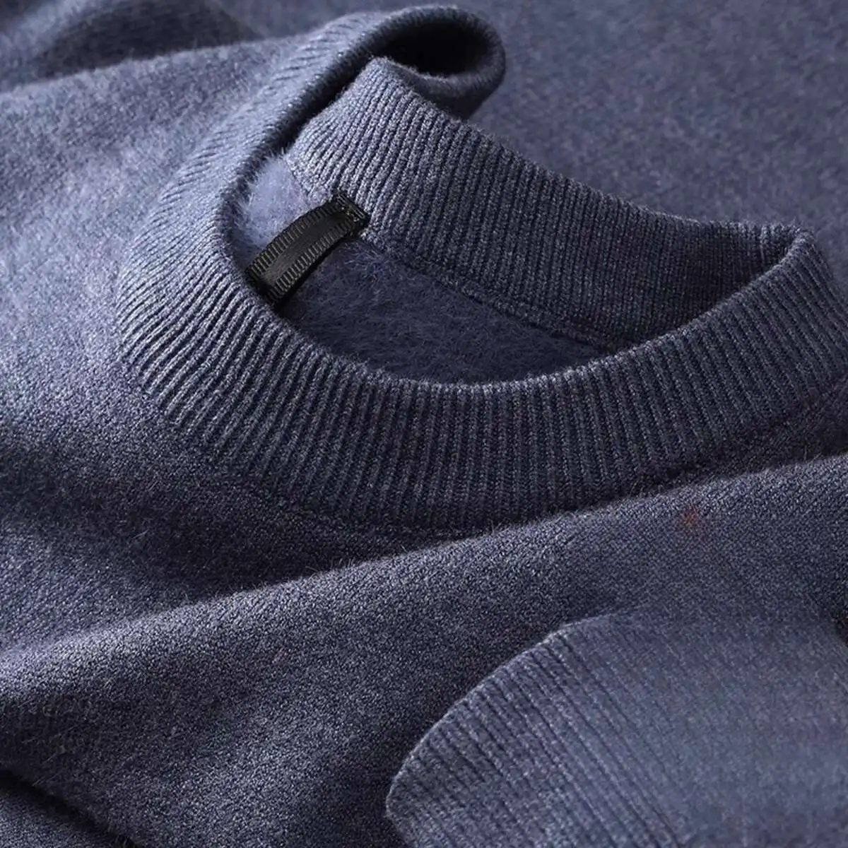 Pulover bărbătesc din catifea, călduroasă, cu guler rotund, îngroșat, strat interior slim fit, pulover de bază tricotat pentru bărbați, toamnă_voghion.com