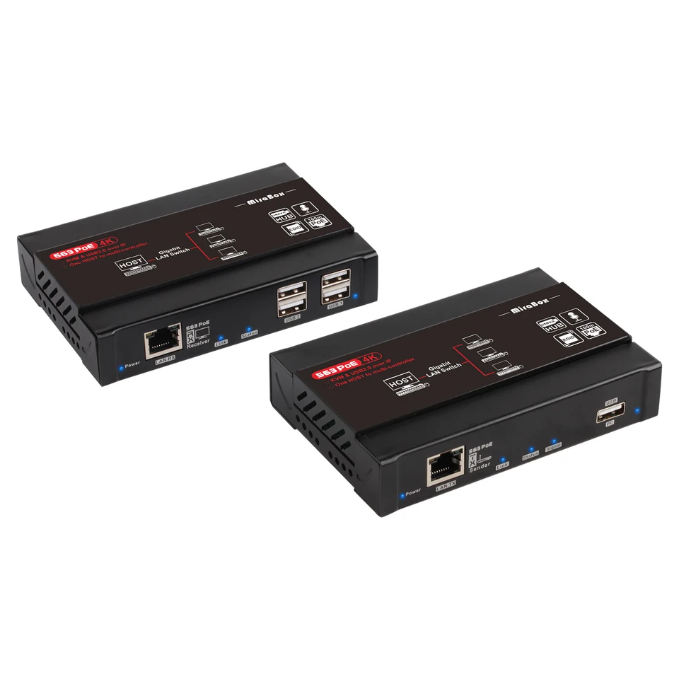 Mirabox Extensor Tx Mirabox HSV563 HD KVM Extender Sender Receiver 4K@30Hz Over TCP/IP ...
