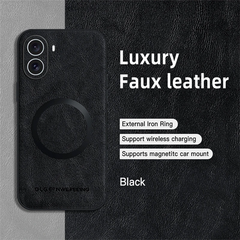 MagSafe Magnetic Leather Phone Case with Wireless Charging Capability