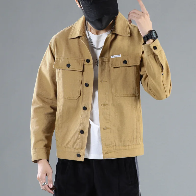 

M-5xl Mens Denim Jackets Spring Autumn Male Coats Turn-down Collar Single Breasted Slim Casual Solid Outerwear Top Clothes H98