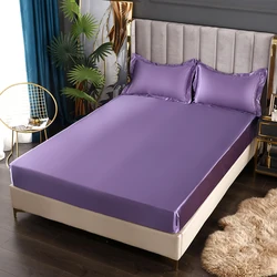 Luxurious European-Style Satin Fitted Sheet with Elastic Band - King Size - 2pcPillowcase48x74cm (Dian ya zi)