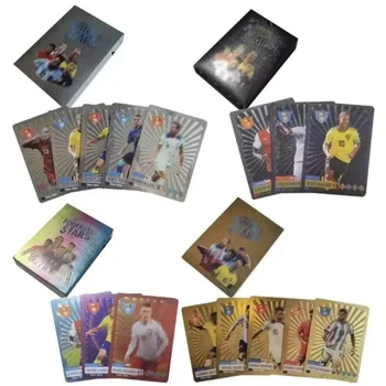 2024 55Pcs Football Cards Star Limited Edition Signature Series Trading Football Player Card Fan Gift Pack Gold Black Silver 1