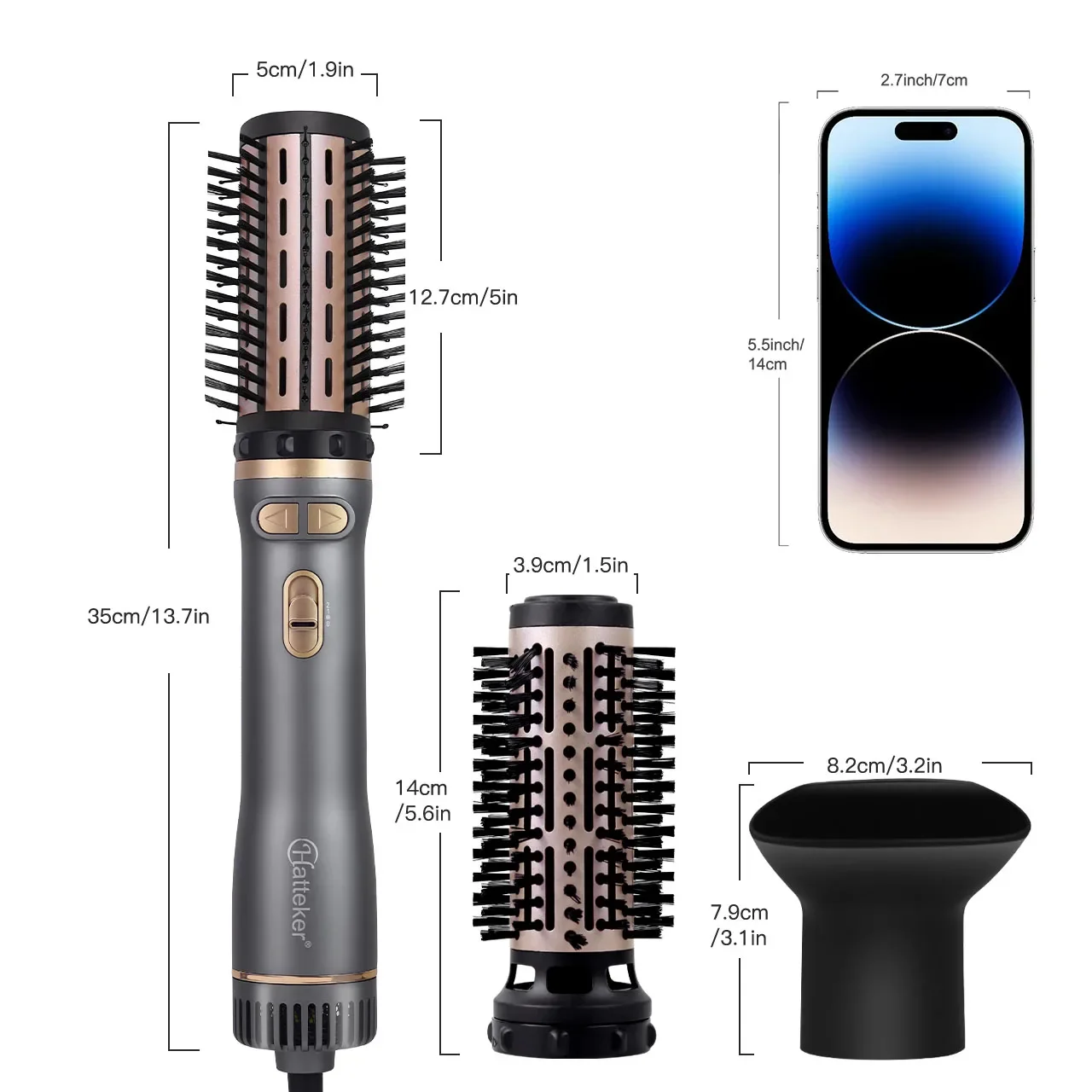 3-in-1 Hair Styling Hairdryer,Two-way Automatic Rotating Hot Air Comb,Brush Hair Dryer,Negative Ion Hot Air Brush,Curling Brush