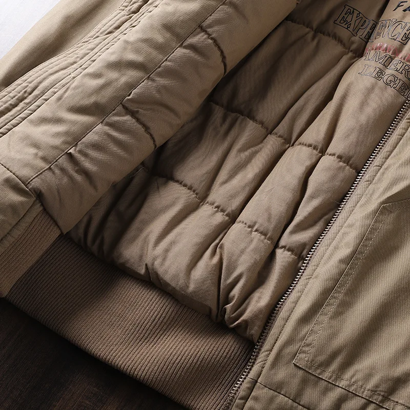 Cargo Winter Padded Jacket Air Force Aviator Jacket Men's Fleece Thickened Lambswool Collar Padded Overalls