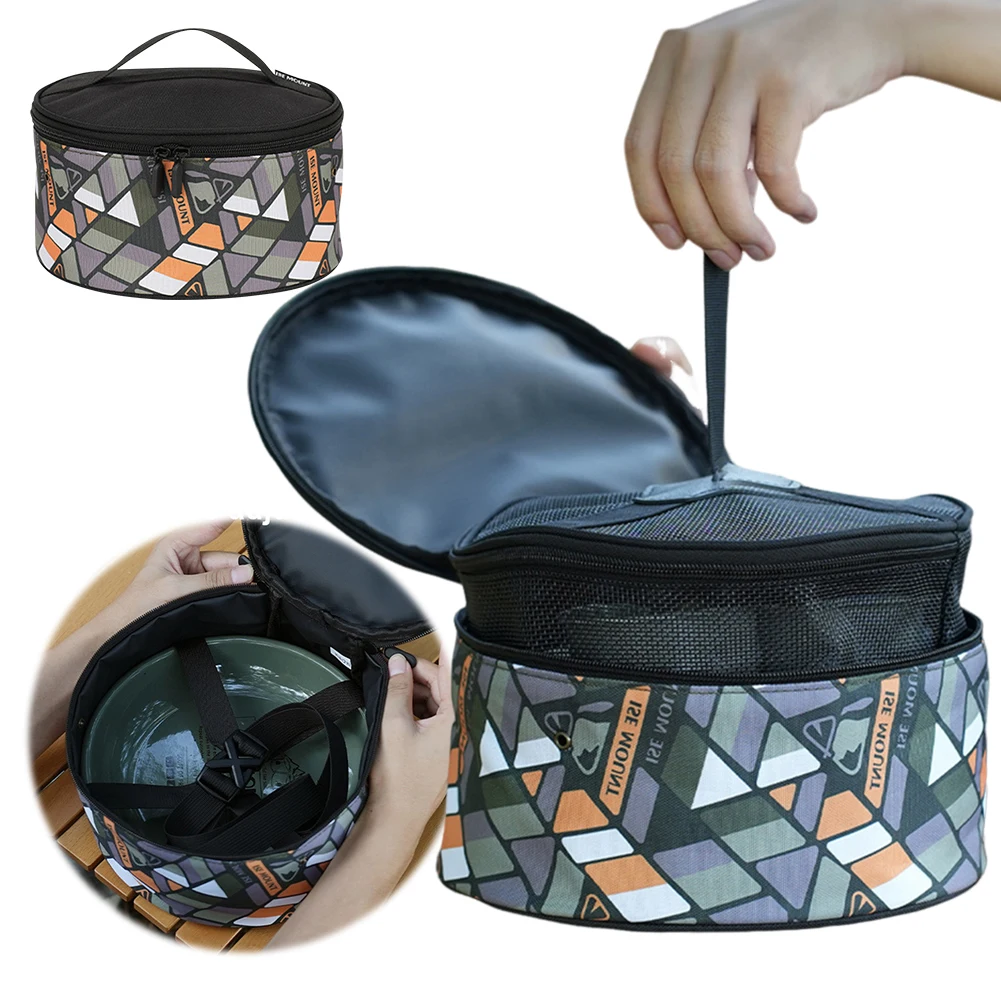 Camping Cookware Storage Bag Waterproof Camping Tableware Organizer Large Capacity Camp Bowl Cups Container for Outdoor Camping