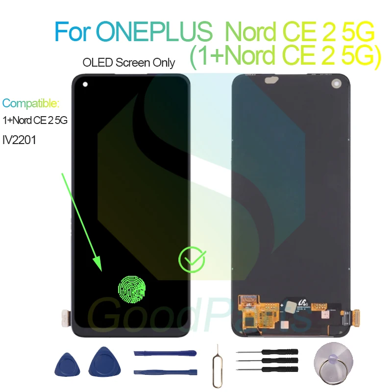 Screen Display Replacement For ONEPLUS Nord CE 2 5G 2400*1080 IV2201 1+Nord CE 2 5G LCD Touch Digitizer lcd display screen
