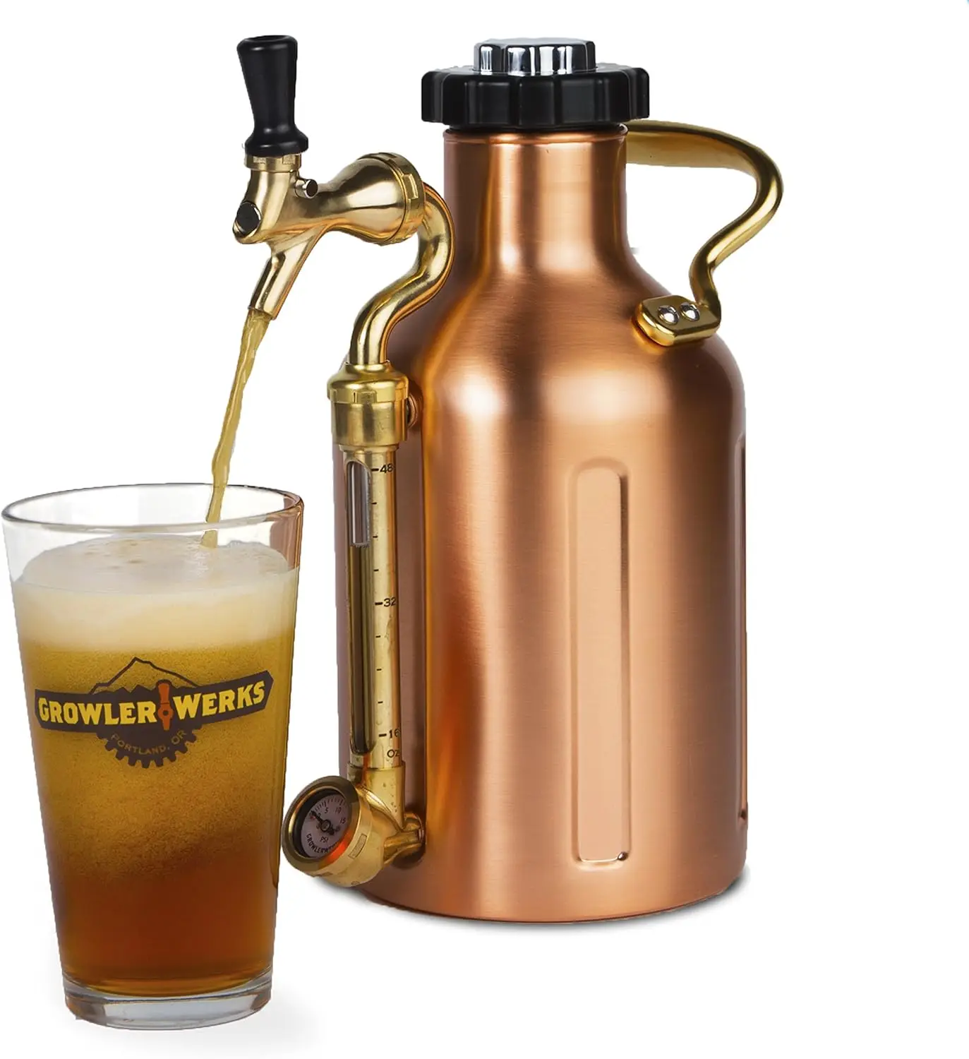 uKeg Carbonated Growler-Great Gift for Beer Lovers, 64 oz, Copper 4