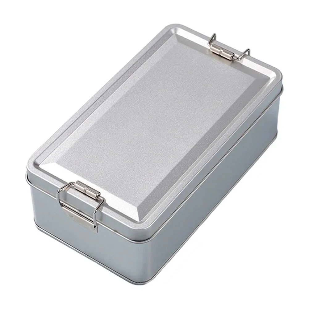 Metal tin silver black flip top storage box tool box coin candy key business card storage box with lid food tin box storage jar 4