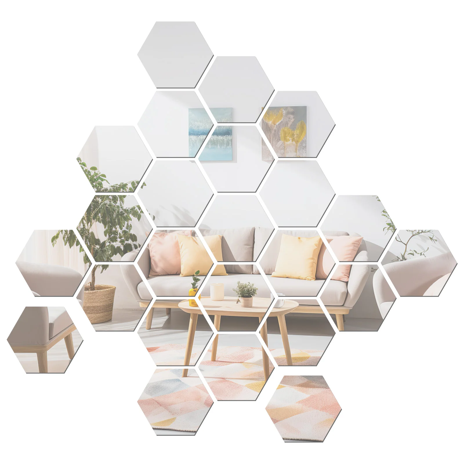 36 Pcs Hexagonal Acrylic Wall Mirror Stickers Decorative Mirrors Mirror Tiles Wall Decals Adhesive Sticker Glass Decor