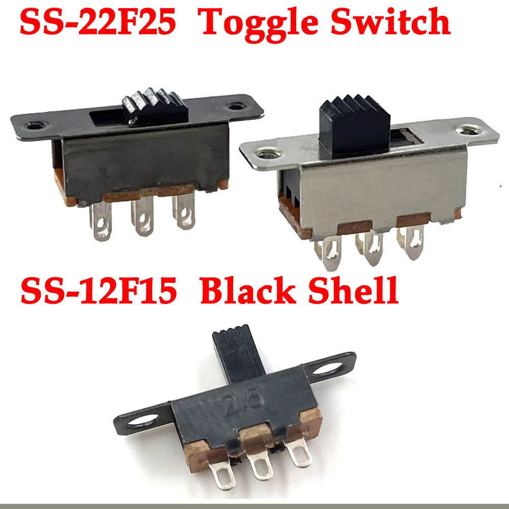 

1-10Pcs Slide Switch 2 Position 6 Pins With Fixed Hole Handle DPDT 2P2T SS22F25- G7 SS-12F15 Toggle Switch DC 12V