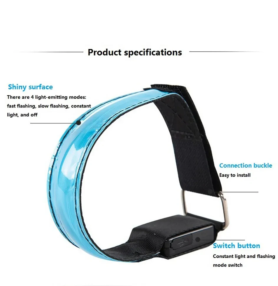 Outdoor-Sport Nachtlauf-Armband LED-Licht USB Wiederaufladbar/Batteriebetrieben Sicherheitsgurt Arm-Bein Warnarmband Radfahren Fahrrad – Detail 9