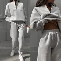 Casual Long Sleeve Sweatshirts and Trousers Fleece Two Piece Sets Lady Suit Women's Tracksuit Autumn Warm Hoodie 2