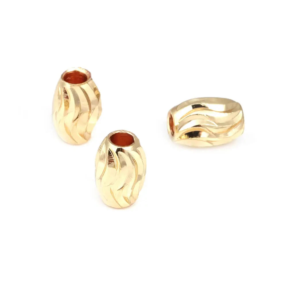 Cuentas de Brass Doradas de 18K Diseño Ovalado Cilíndrico Suministros para Hacer Joyería DIY - details 18