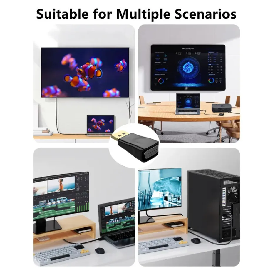 Enhanced 1080p DisplayPort to VGA Adapter for Monitors and Projectors