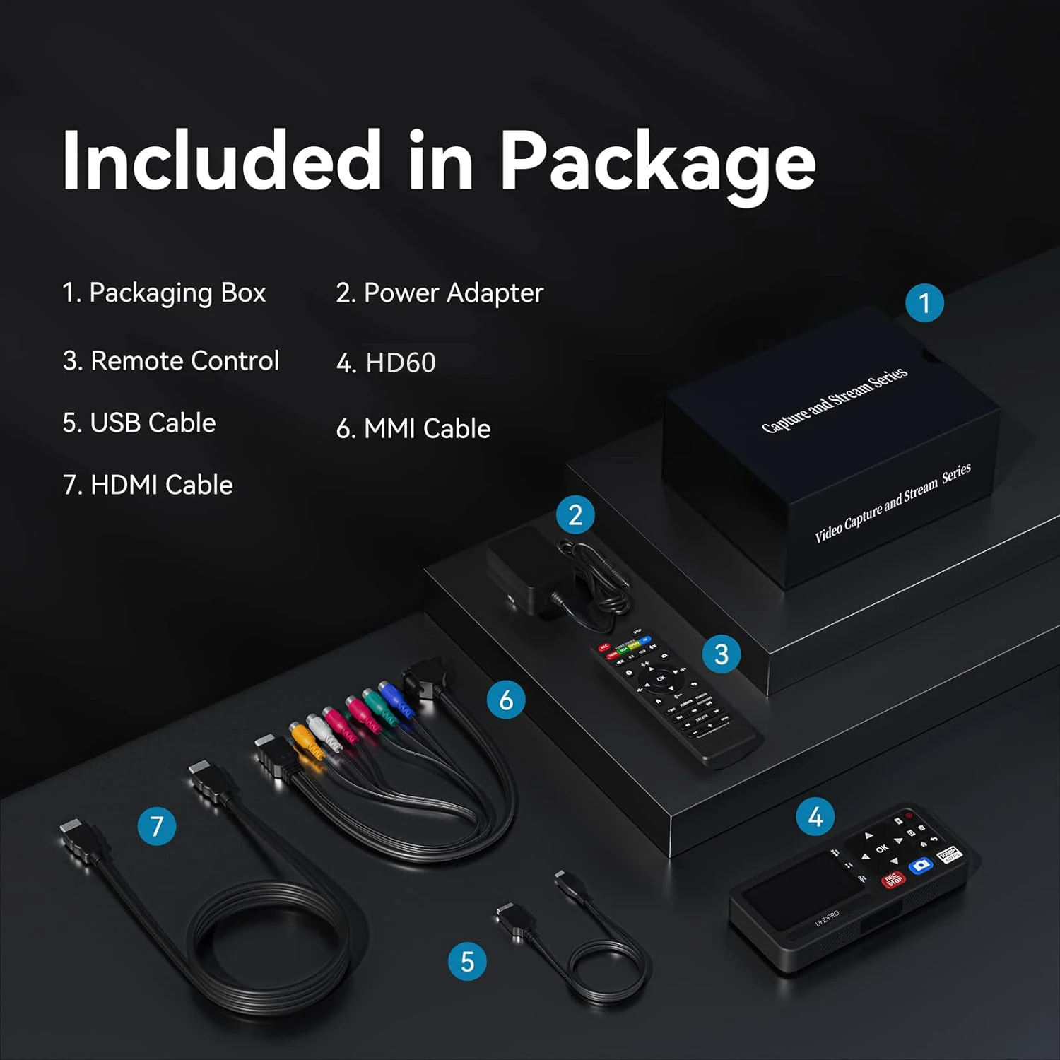 HD Video Capture Box 1080P 60FPS Video to Digital Converter 3" Screen 4K HDMI/CVBS/VGA/YPBPR Inputs Recorder Capture