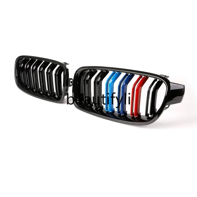 Suitable for 5 series medium net modification, black 35 series 320li front face air intake grille three-color X1X5X6 decoration