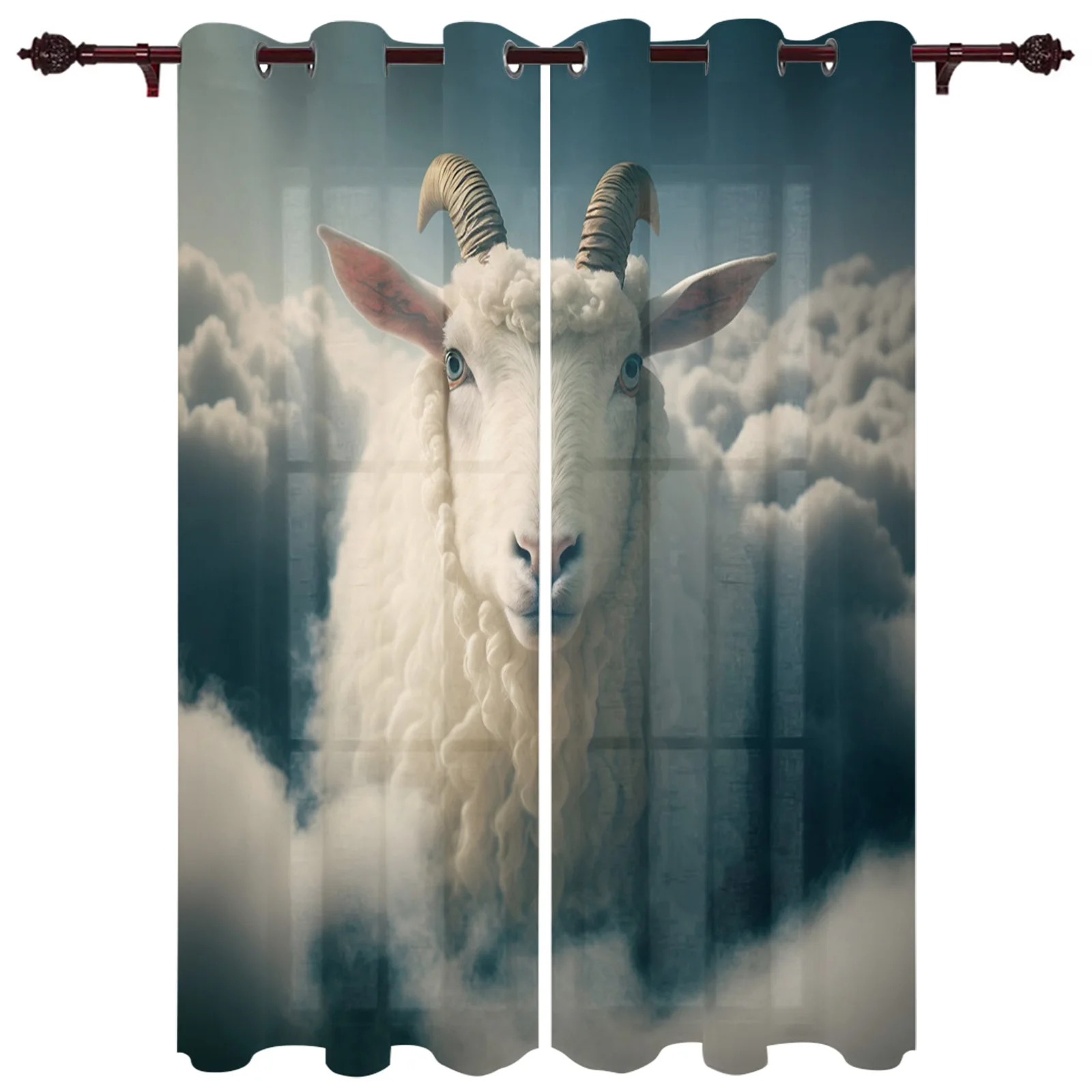 

Sheep Sky White Clouds Curtains for Living Room Bedroom Study Decor Curtain Modern Kitchen Window Curtains