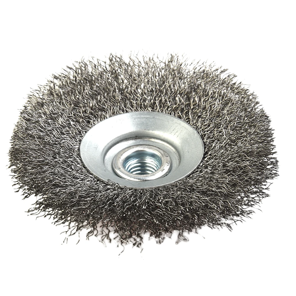 

High Tensile Crimped Steel Wire Brush, Rotary Stainless Steel Wire Brush, 100mm M14 Thread, Angle Grinder Accessory
