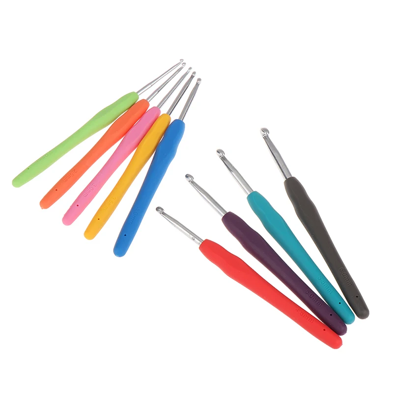 1Pcs TPR Crochet Hook 2.5-6mm Rubber Handle Crochet Hooks Needles Knit Weave Craft Yarn Sewing Tools Knitting Needles